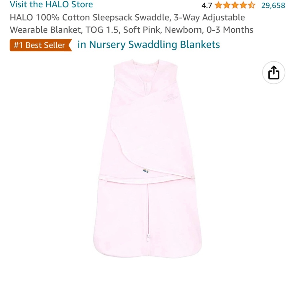 Halo sleepsack/swaddle 0-3 months. Washed and worn just once!